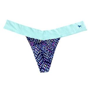 Victoria’s Secret Pink Supersoft Cotton thong panty blue / pink Large